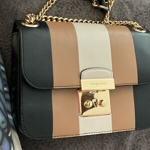 Michael Kors Black, Tan, and Cream Crossbody Bag